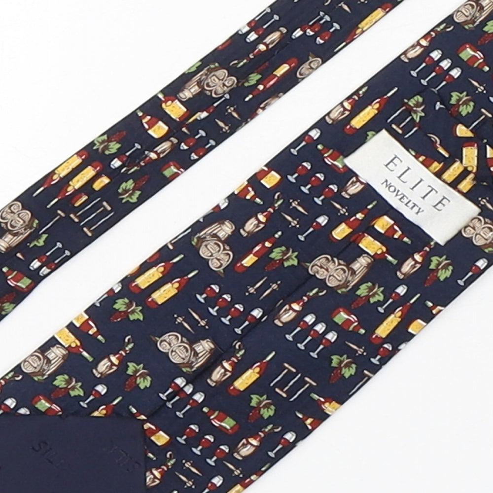Elite Mens Multicoloured Geometric Silk Pointed Tie One Size - Wine