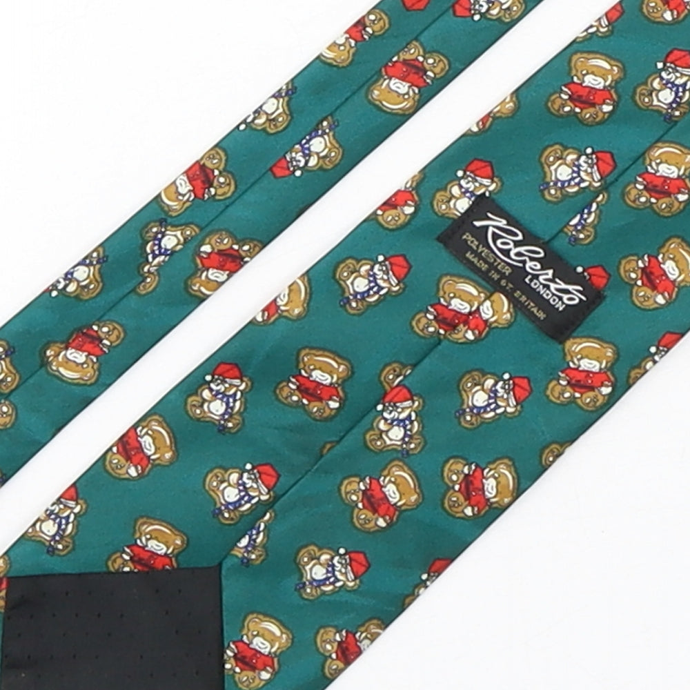 Roberto Mens Multicoloured Geometric Polyester Pointed Tie One Size - Teddy Bear