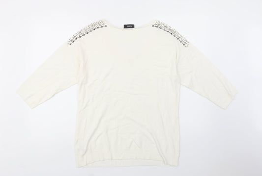 Klass Womens Ivory V-Neck Viscose Pullover Jumper Size L