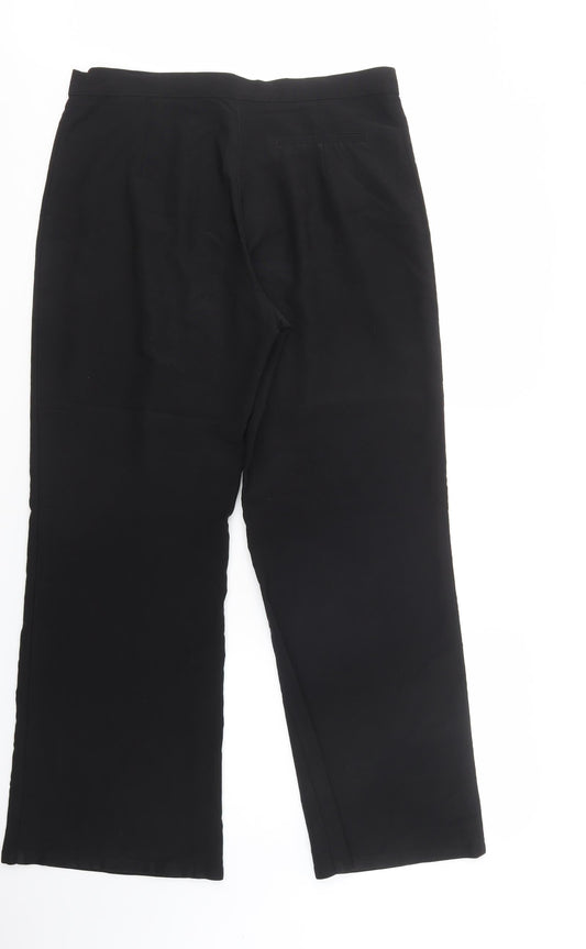 Intown Womens Black Polyester Dress Pants Trousers Size 14 L31 in Regular Button