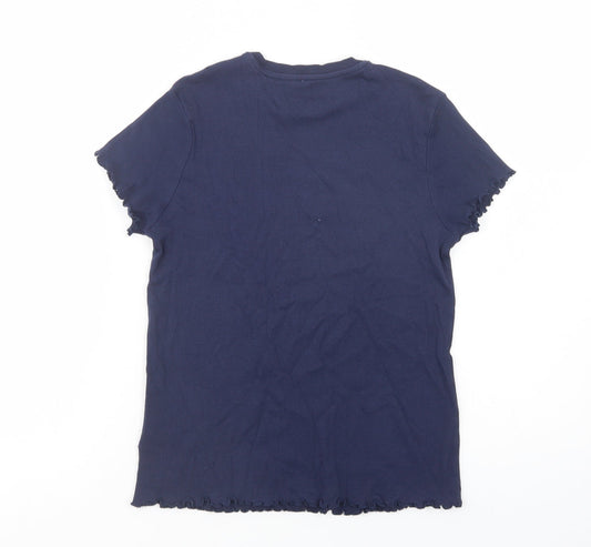 George Girls Blue Cotton Basic T-Shirt Size 12-13 Years Crew Neck Pullover
