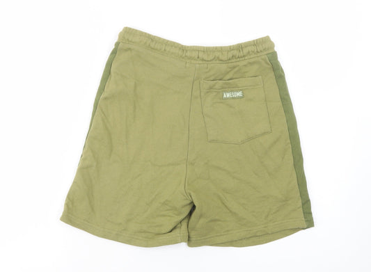 Leigh Tucker Womens Green Cotton Sweat Shorts Size XS L5 in Regular