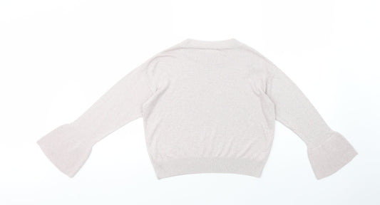 River Island Girls Pink Crew Neck Viscose Pullover Jumper Size 9-10 Years Pullover