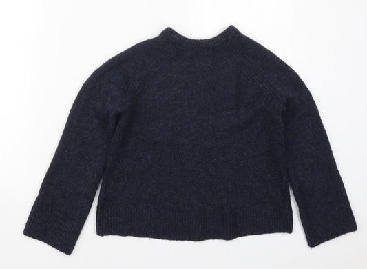 H&M Girls Blue Crew Neck Acrylic Pullover Jumper Size 9-10 Years Pullover