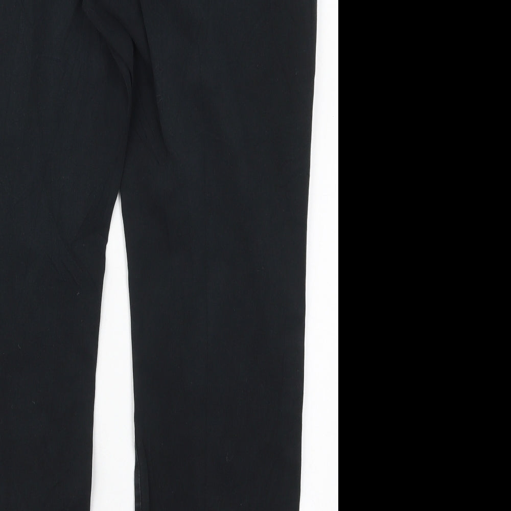 Marks and Spencer Womens Black Cotton Trousers Size 14 L27 in Regular Button