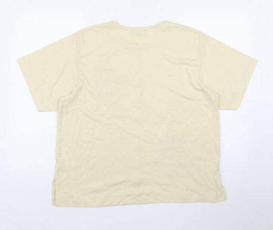 //text.. Womens Yellow Polyester Basic T-Shirt Size XL Round Neck