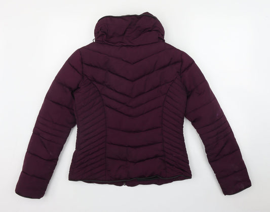 Primark Womens Purple Puffer Jacket Coat Size 8 Zip