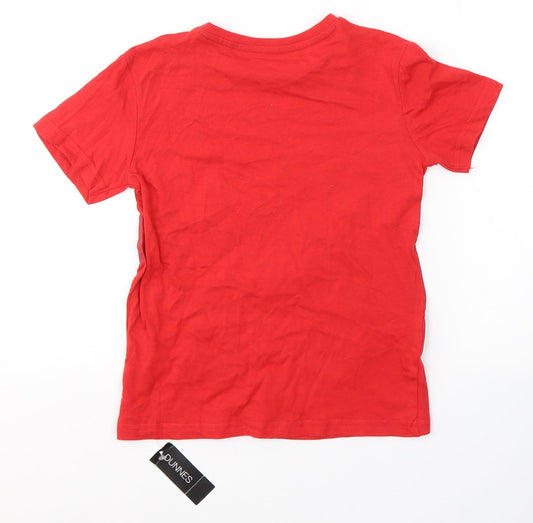Dunnes Stores Boys Red Cotton Basic T-Shirt Size 6 Years Round Neck Pullover