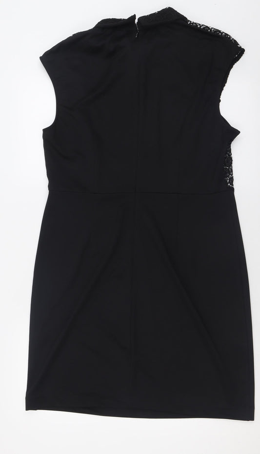 Savida Womens Black Polyester A-Line Size 16 Collared Zip