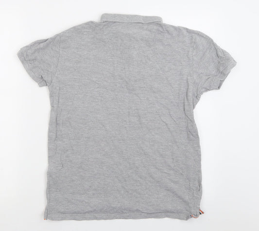 Le shark Mens Grey Cotton Polo Size S Collared Button