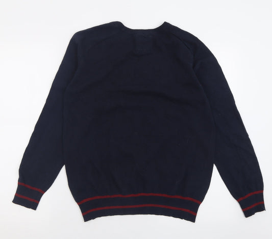 threadcare Mens Blue Crew Neck Polyester Pullover Jumper Size M