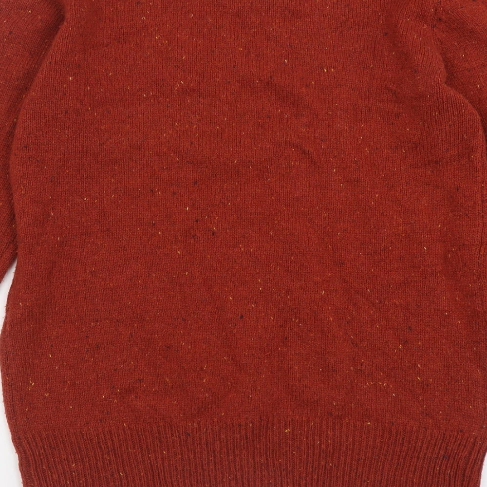 Cedar Wood State Mens Orange Crew Neck Acrylic Pullover Jumper Size S - Flecked