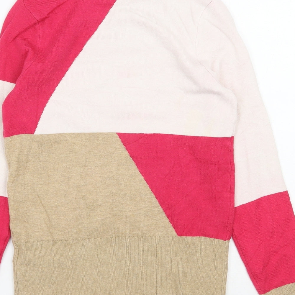 Marks and Spencer Womens Pink Mock Neck Viscose Pullover Jumper Size 8