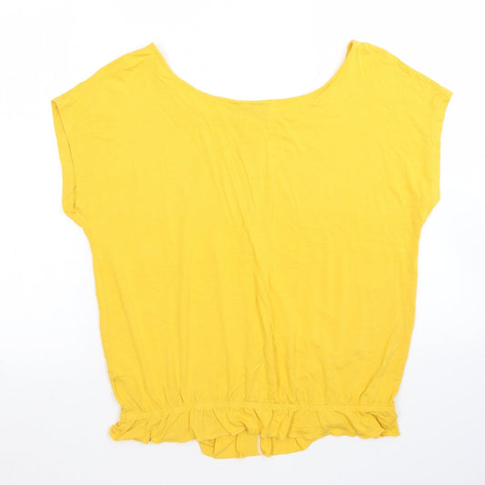 Body + Flirt Womens Yellow Polyester Basic T-Shirt Size M Round Neck