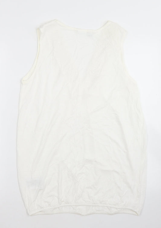 Body Flirt Womens White Viscose Basic Tank Size M V-Neck