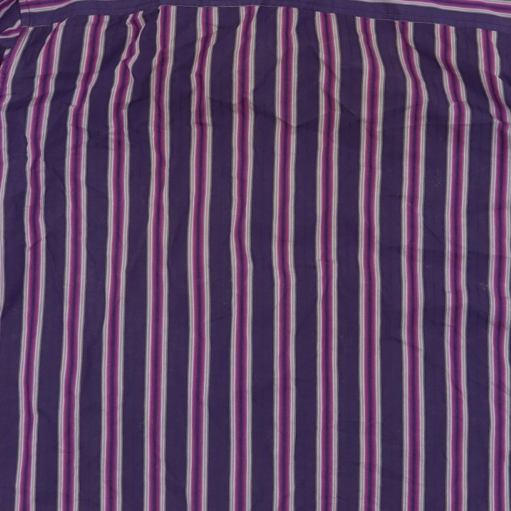 NEXT Mens Purple Striped Cotton Button-Up Size L Collared Button