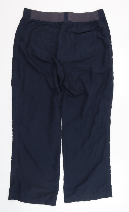 BHS Womens Blue Polyester Carrot Trousers Size 16 L28 in Regular Zip