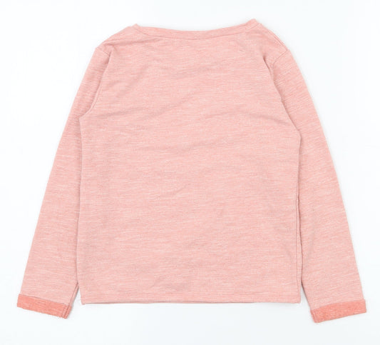 Dunnes Stores Girls Pink Cotton Pullover T-Shirt Size 7 Years Round Neck Pullover