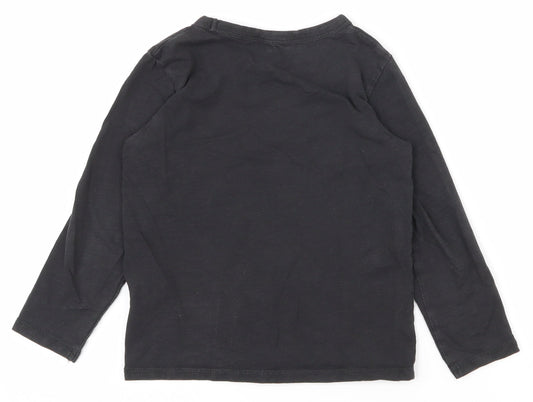 H&M Boys Black 100% Cotton Pullover T-Shirt Size 5-6 Years Round Neck Pullover