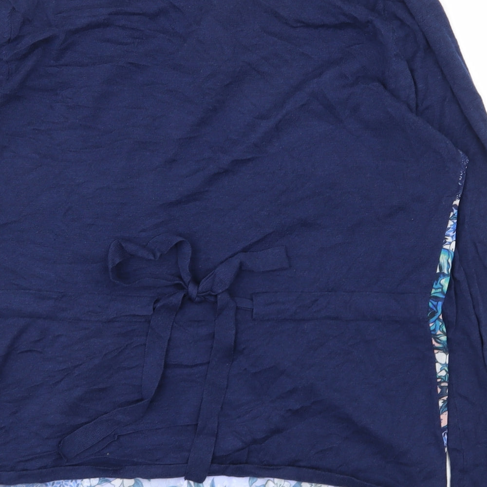 Yumi Womens Multicoloured V-Neck Floral Cotton Cardigan Jumper Size L - Waterfall Cardigan