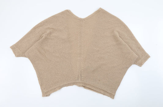 Select Womens Beige V-Neck Acrylic Cardigan Jumper Size 14