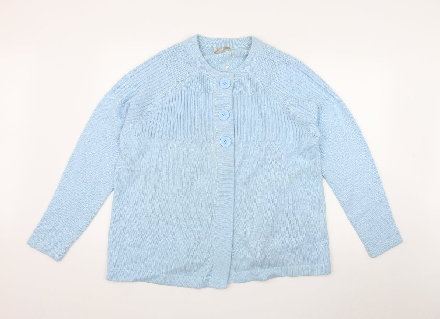 Anthology Womens Blue Round Neck Acrylic Cardigan Jumper Size 20