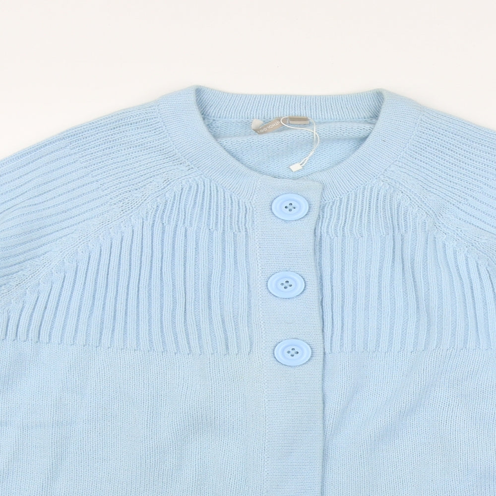 Anthology Womens Blue Round Neck Acrylic Cardigan Jumper Size 20