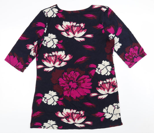 Lakeland Womens Blue Floral Polyester Jumper Dress Size XL Boat Neck Pullover