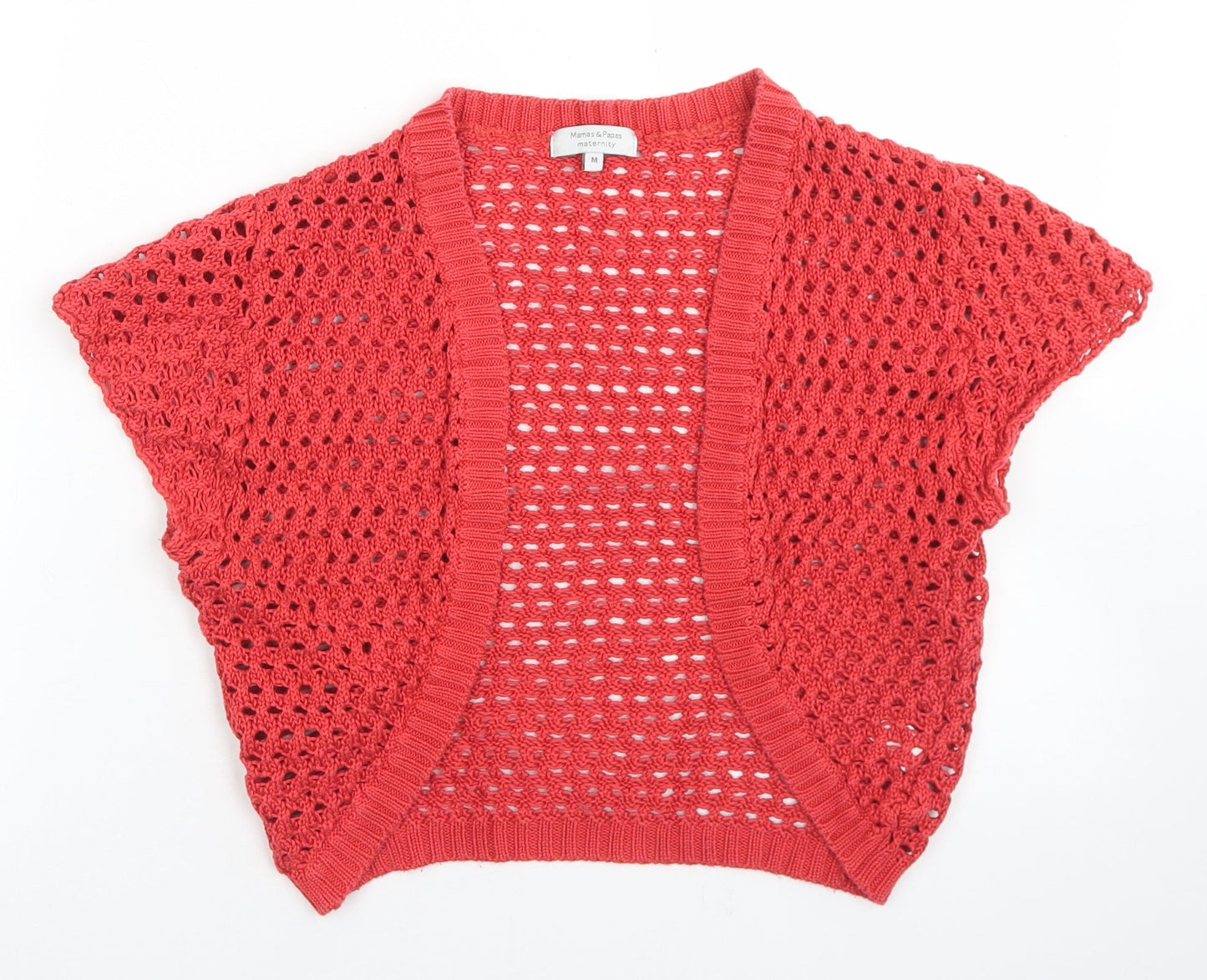 mamas & papas Womens Red Round Neck Cotton Shrug Jumper Size M