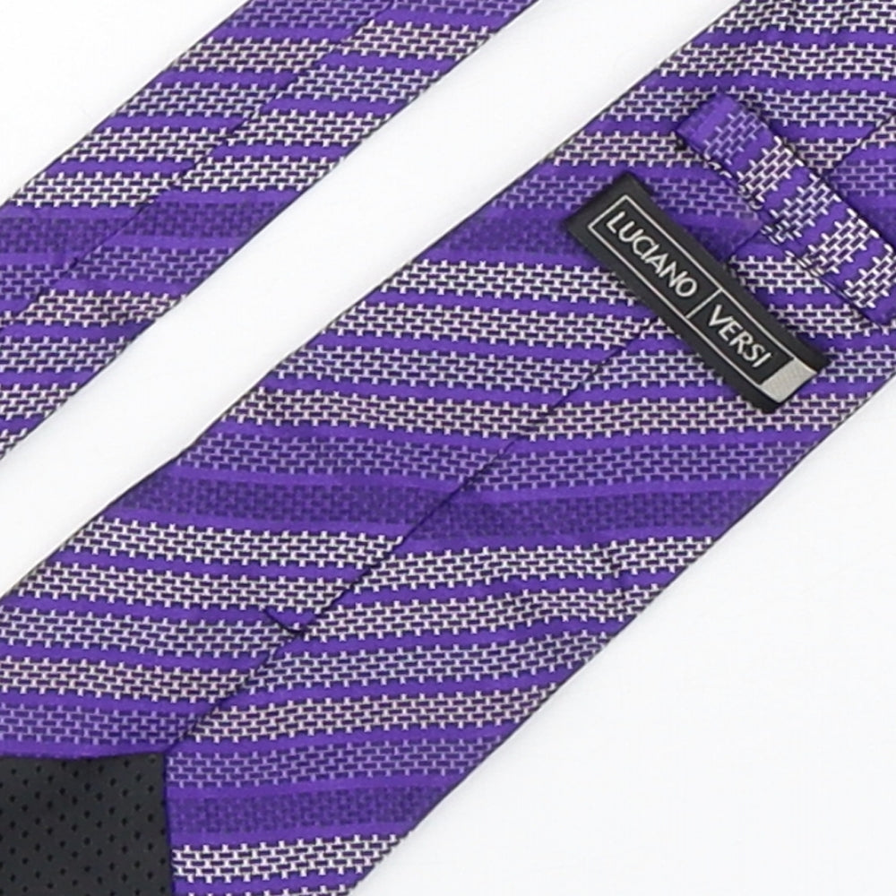 Luciano Versi Mens Purple Striped Silk Pointed Tie One Size