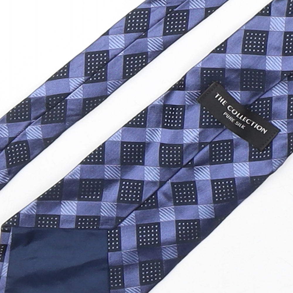 The Collection Mens Blue Plaids & Checks Silk Pointed Tie One Size