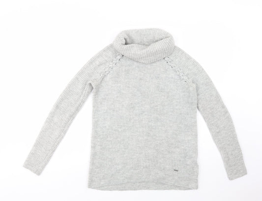 Hollister Womens Grey Roll Neck  Acrylic Pullover Jumper Size S