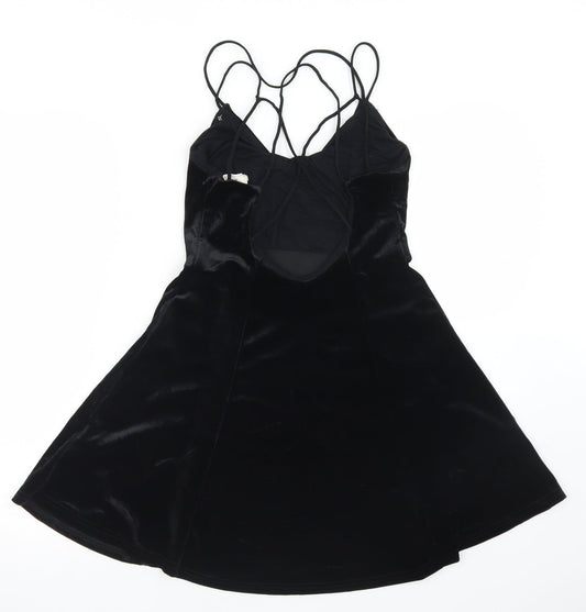 Pins and Needles Womens Black Polyester Slip Dress Size S Round Neck