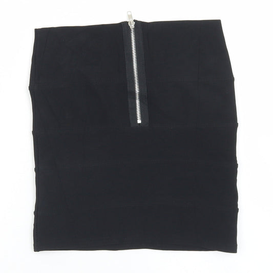 Preworn Womens Black Polyester Bandage Skirt Size 8 Zip