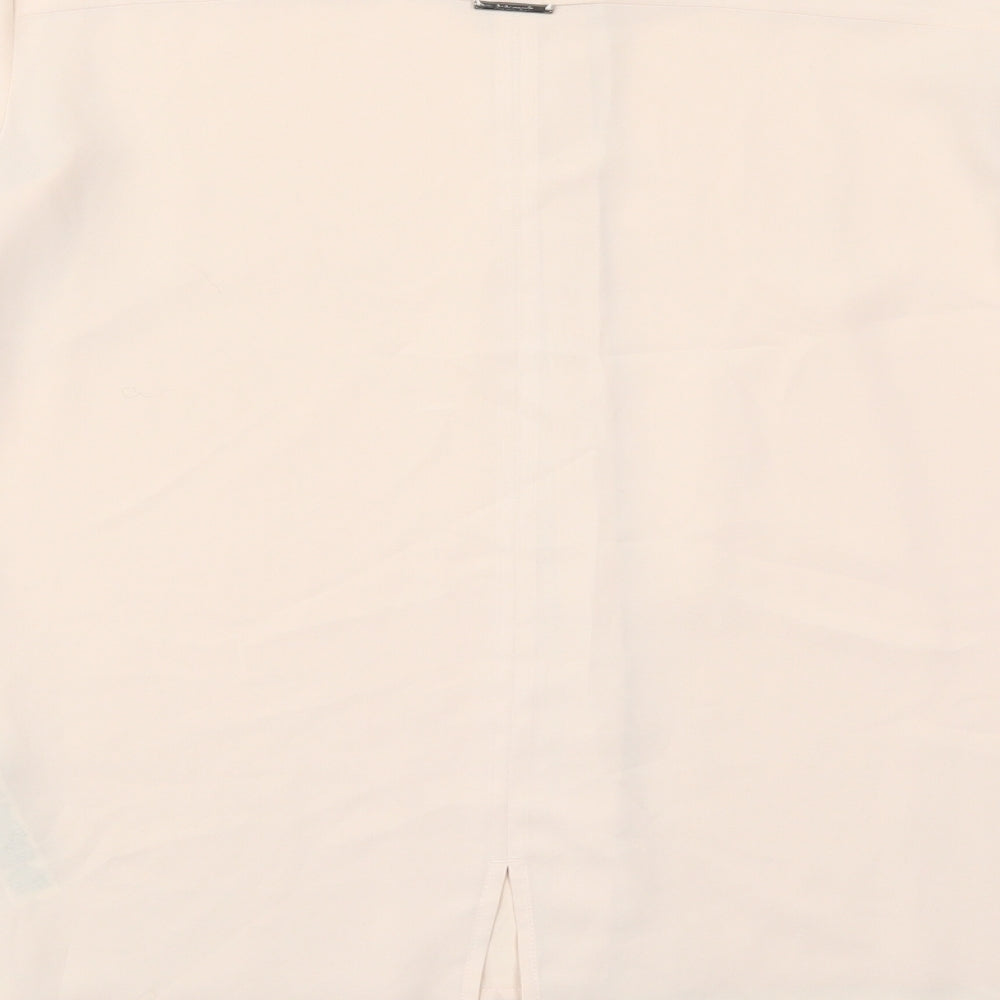 Marks and Spencer Womens Beige Polyester Basic Button-Up Size 12 Round Neck