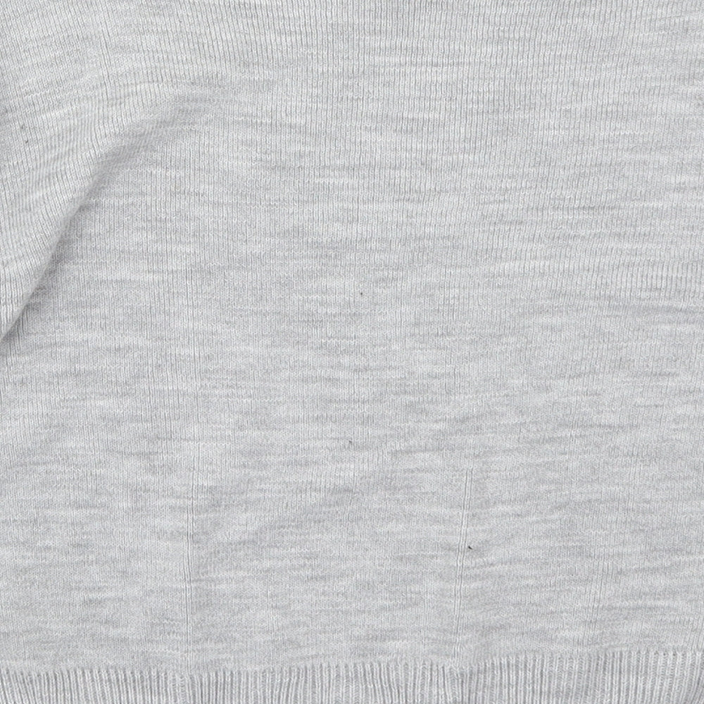 I SAW IT FIRST Womens Grey Boat Neck Striped Acrylic Pullover Jumper Size M