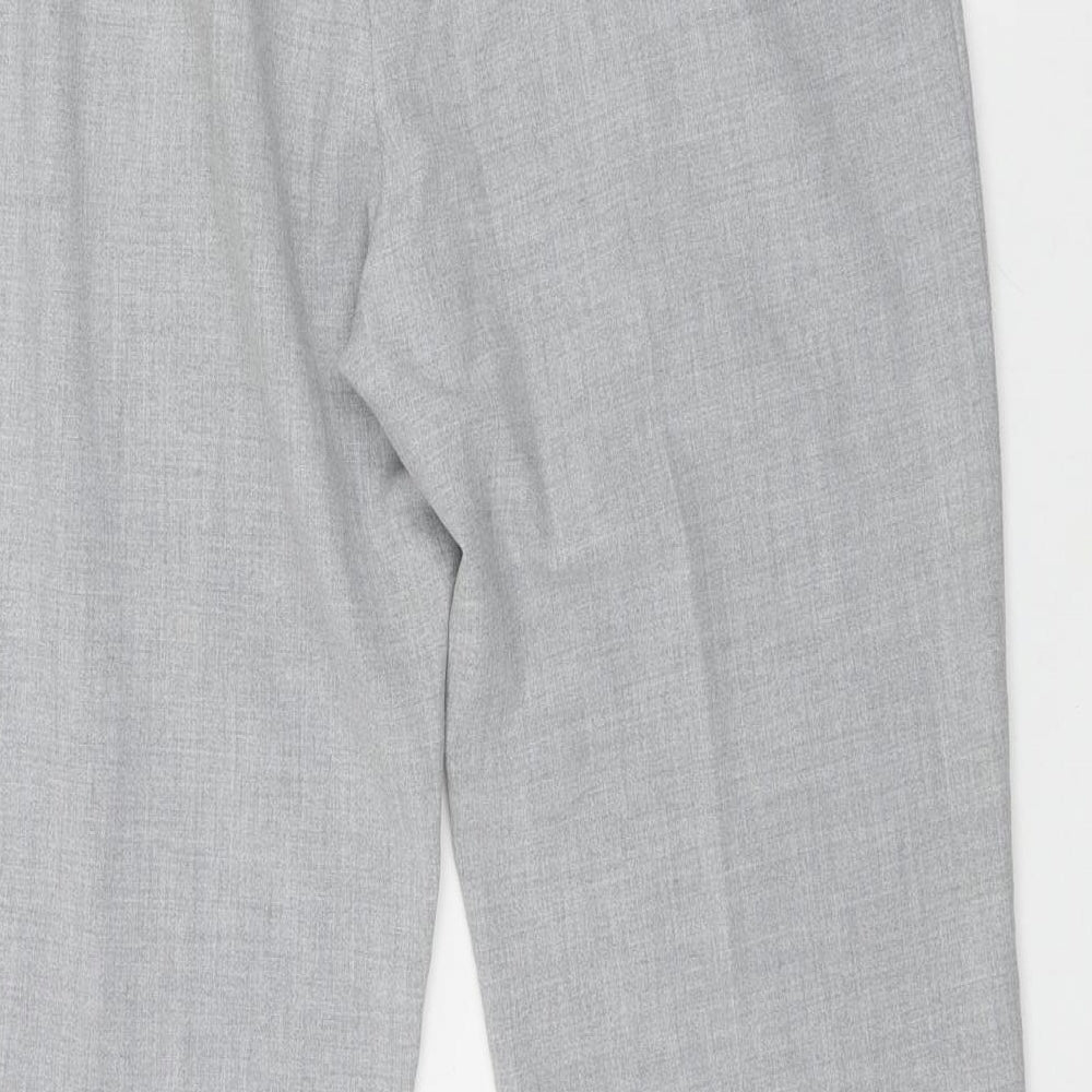 Marks and Spencer Womens Grey Polyester Trousers Size 12 L28 in Regular Zip