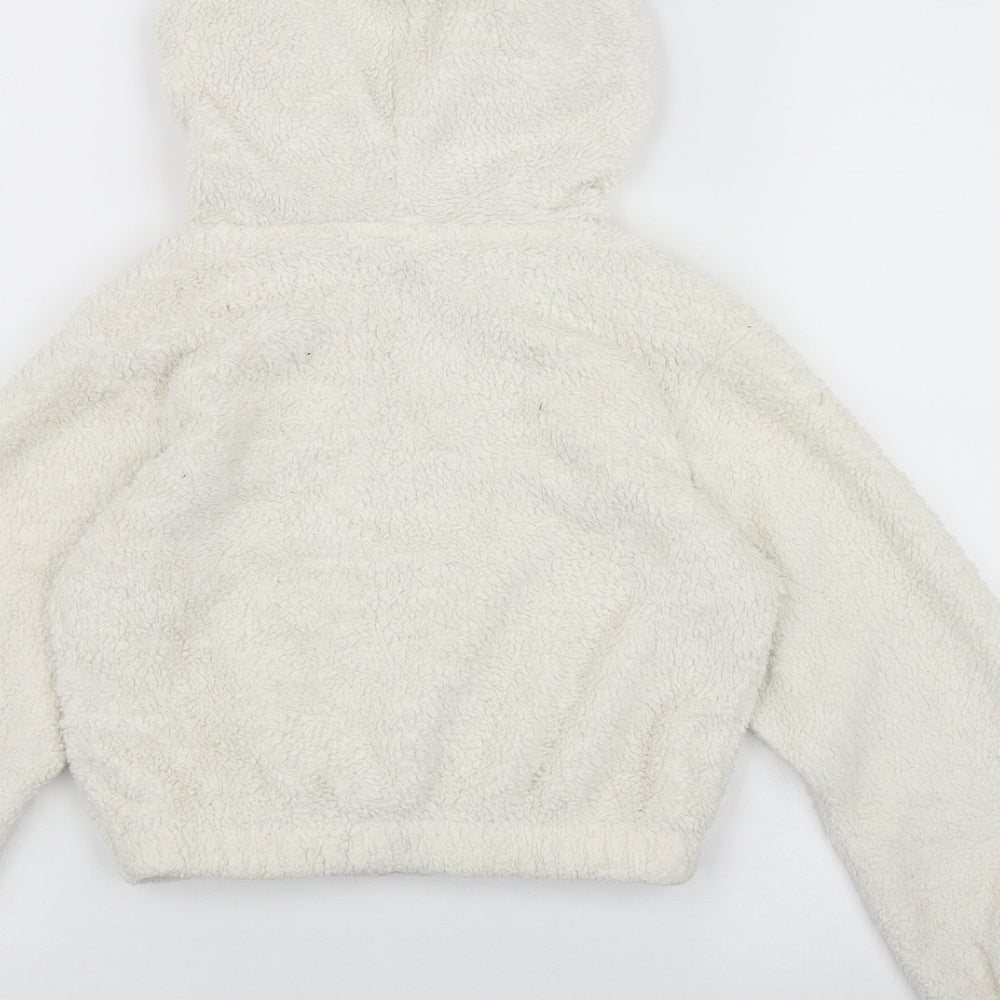 Select Girls Ivory Polyester Full Zip Hoodie Size 10-11 Years Zip