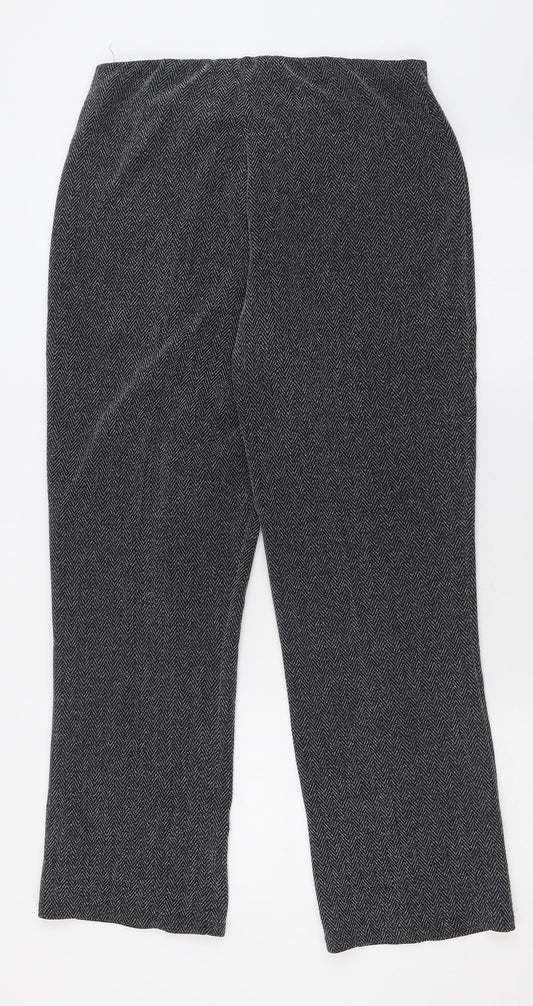 bonmarch Womens Grey Geometric Polyester Trousers Size 12 L29 in Regular
