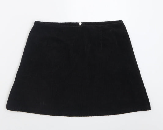 side party Womens Black Cotton A-Line Skirt Size M Zip