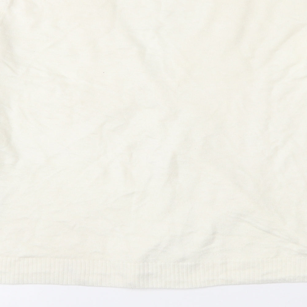Charlotte Gold Womens Ivory V-Neck Acrylic Cardigan Jumper Size 10