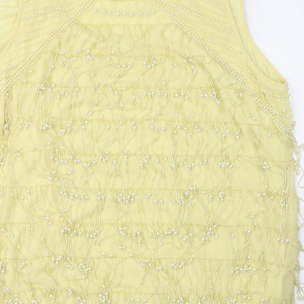 Joanna Hope Womens Yellow Polyester Basic Blouse Size 20 Round Neck - Beaded throughout