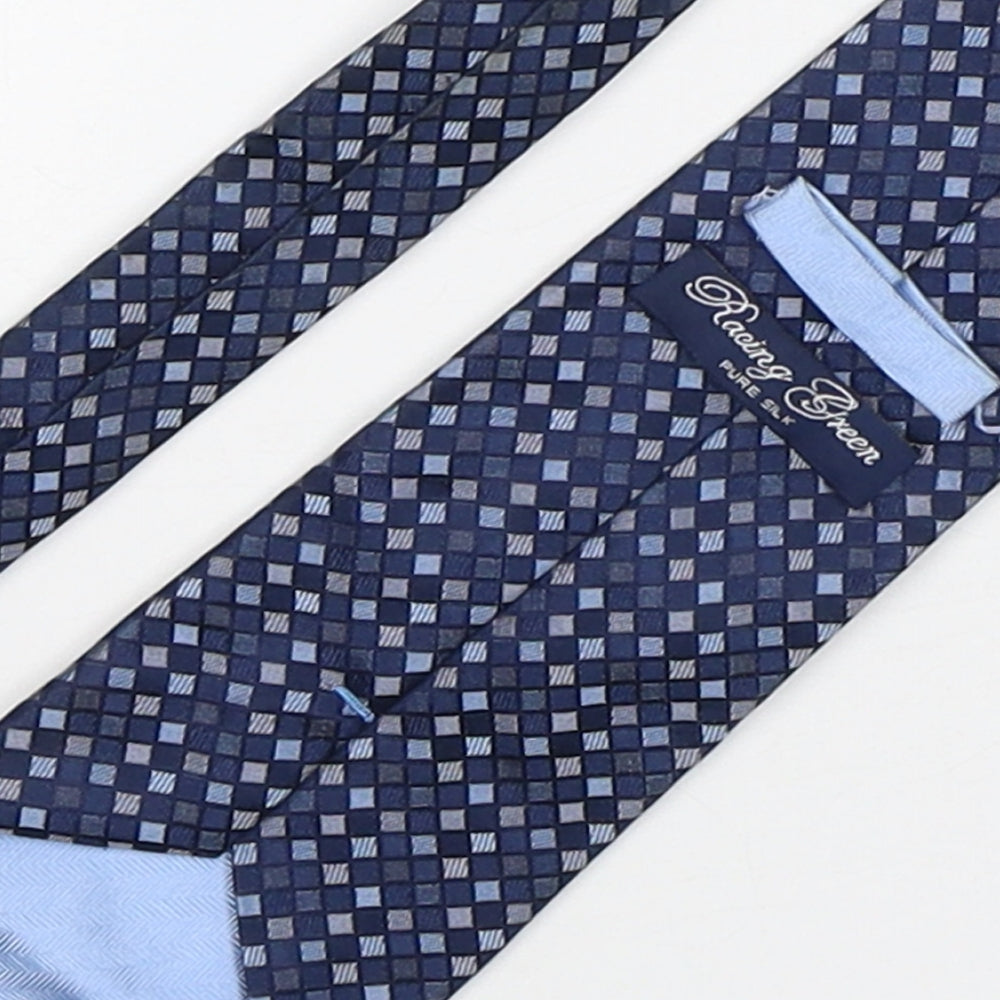 Racing Green Mens Blue Plaids & Checks Silk Pointed Tie One Size