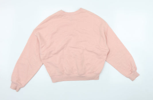 H&M Womens Pink Cotton Pullover Sweatshirt Size XS - 'Angel Youth'