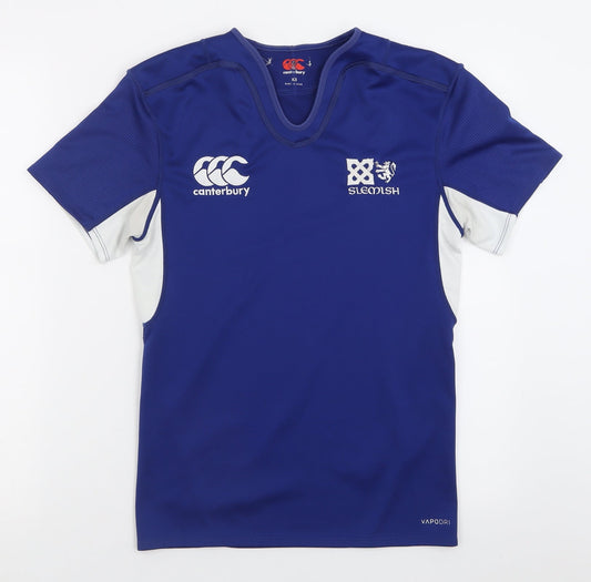 Canterbury Mens Blue  Polyester Basic T-Shirt Size XS V-Neck Pullover