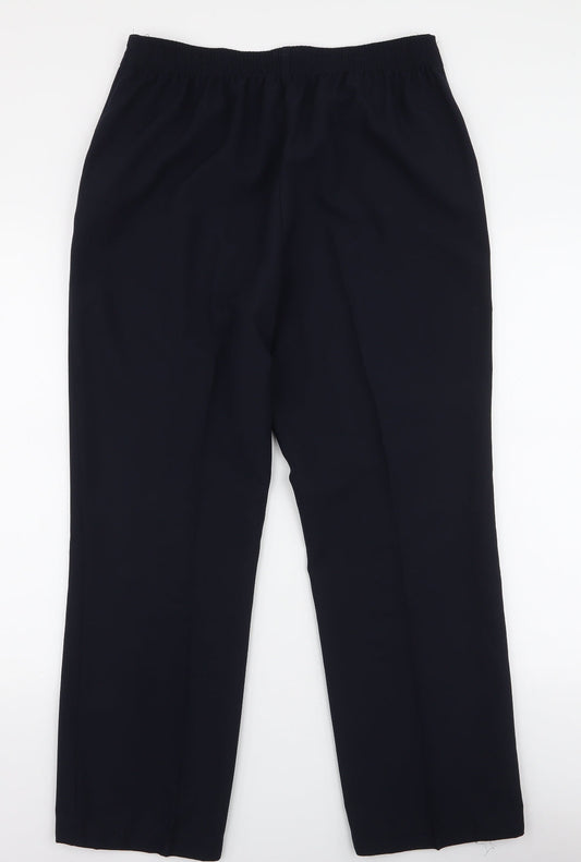 BHS Womens Blue Polyester Trousers Size 12 L28 in Regular