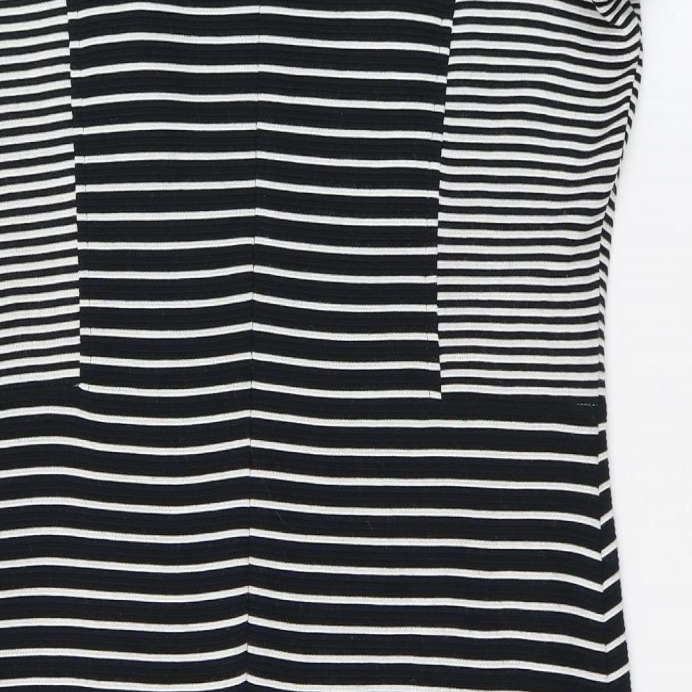 CC Womens Blue Striped Acrylic Bodycon Size 14 Round Neck Zip - Back split