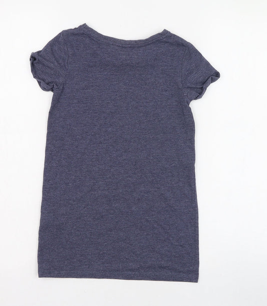NEXT Girls Blue Polyester Basic T-Shirt Size 6 Years Round Neck Pullover