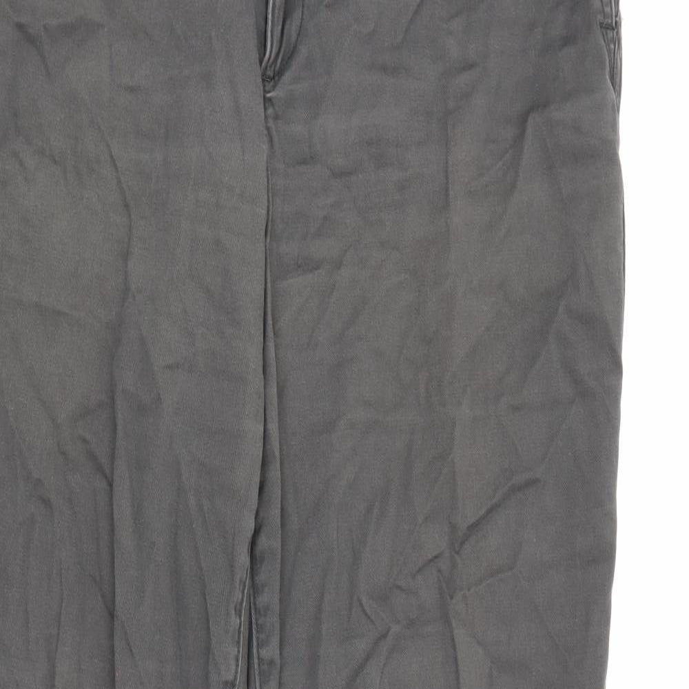 Eddie Bauer Womens Grey Cotton Trousers Size 12 L29 in Regular Button