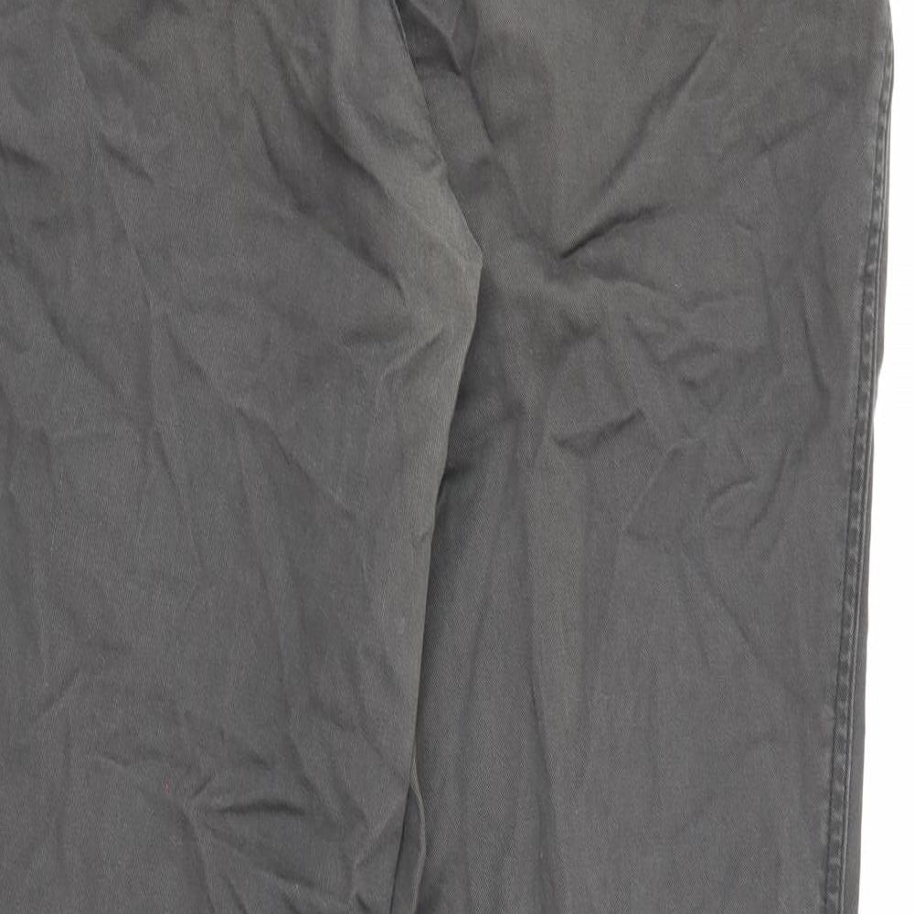 Eddie Bauer Womens Grey Cotton Trousers Size 12 L29 in Regular Button